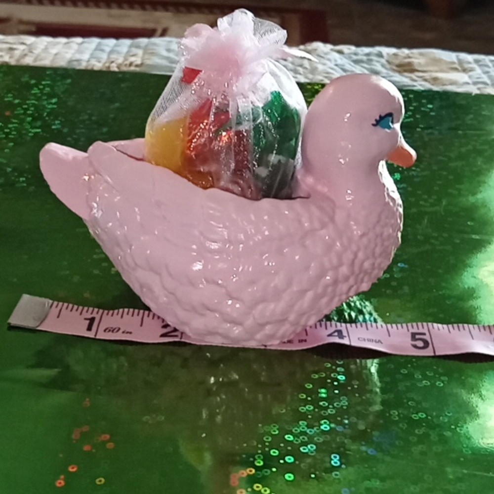 Pink Concrete Duck Planter With Candy - Picture 6 of 7